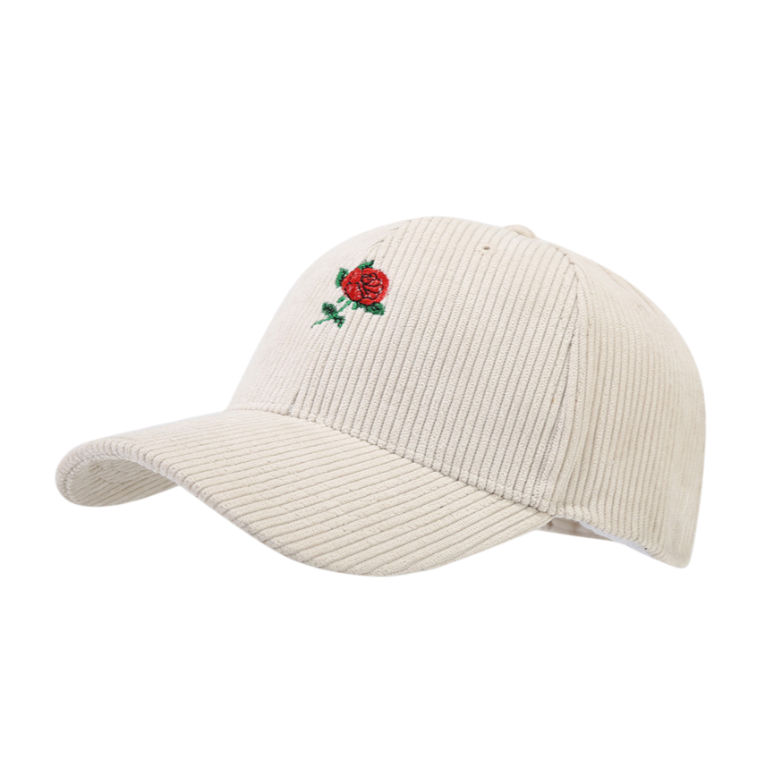 Rose embroidered White hat