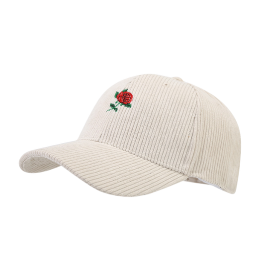 Rose embroidered White hat